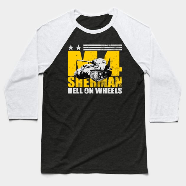 M4 Sherman Tank (distressed) Baseball T-Shirt by TCP